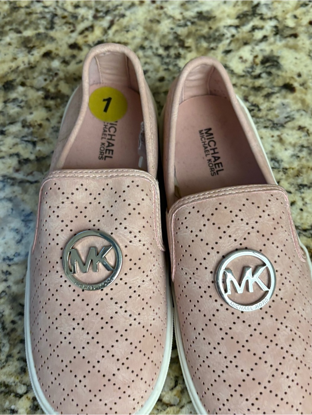 MICHAEL Michael Kors Blush Pink Perforated Slip-On Sneakers with MK Emblem